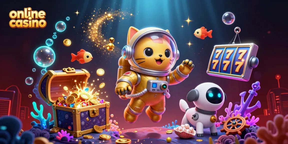 Engage in an exhilarating online casino experience featuring vibrant characters and dynamic slot elements.