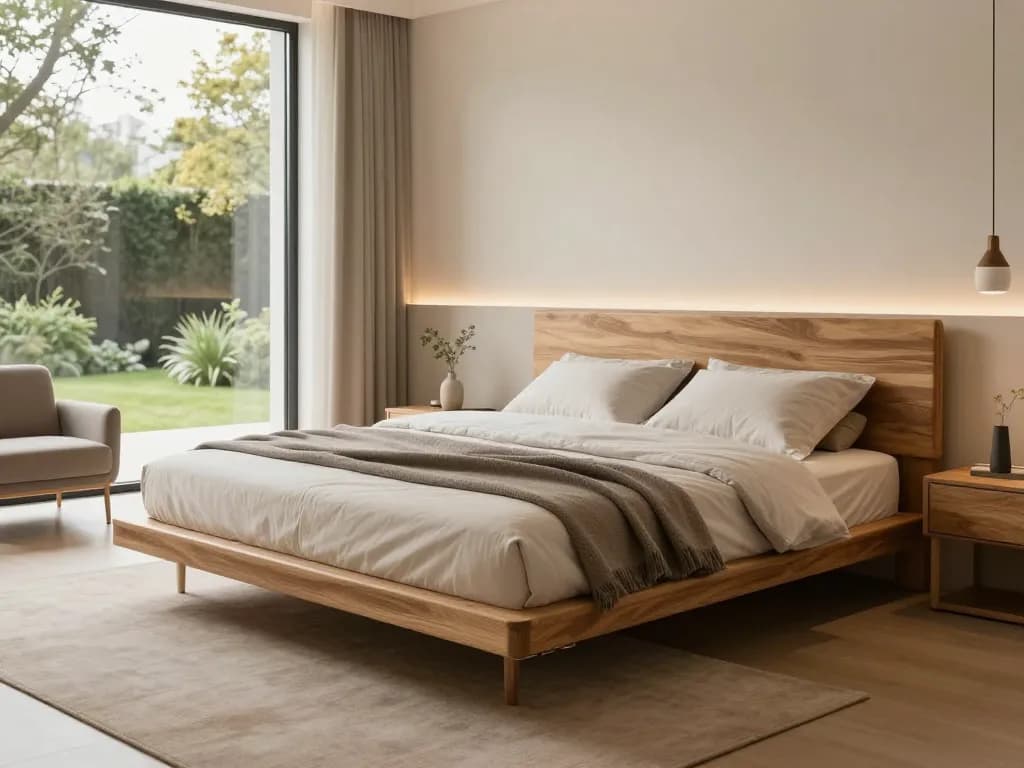 Discover elegant floating beds at https://www.josephineinteriordesign.com/floating-beds/ in a tranquil modern bedroom setting.