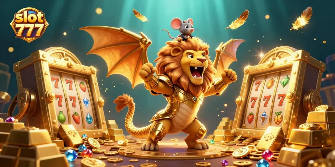 Experience thrilling spins with slot 777 in a vibrant 3D casino scene filled with treasures and luck.