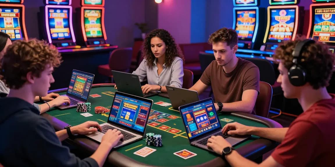 Online gaming enthusiasts at https://eccleshallparishcouncil.co.uk enjoying credit card casinos in a vibrant lounge.