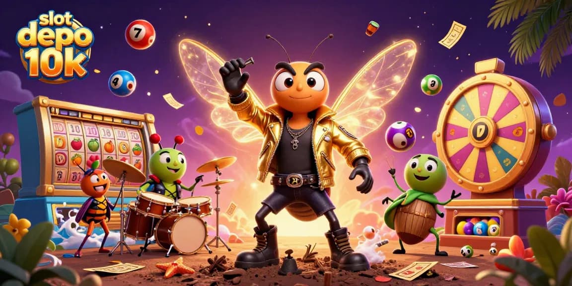 Spin to win with slot depo 10k as a rock star cicada and beetle drummer bring the casino to life!