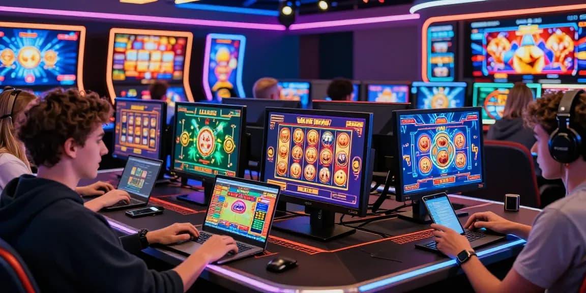 New online casinos in the UK come alive in a vibrant gaming scene showcasing diverse players enjoying immersive games.
