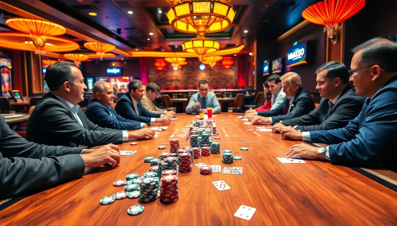 參與 rsg 雷神 2 試玩的玩家在遊戲桌旁享受賭場的緊張氣氛。