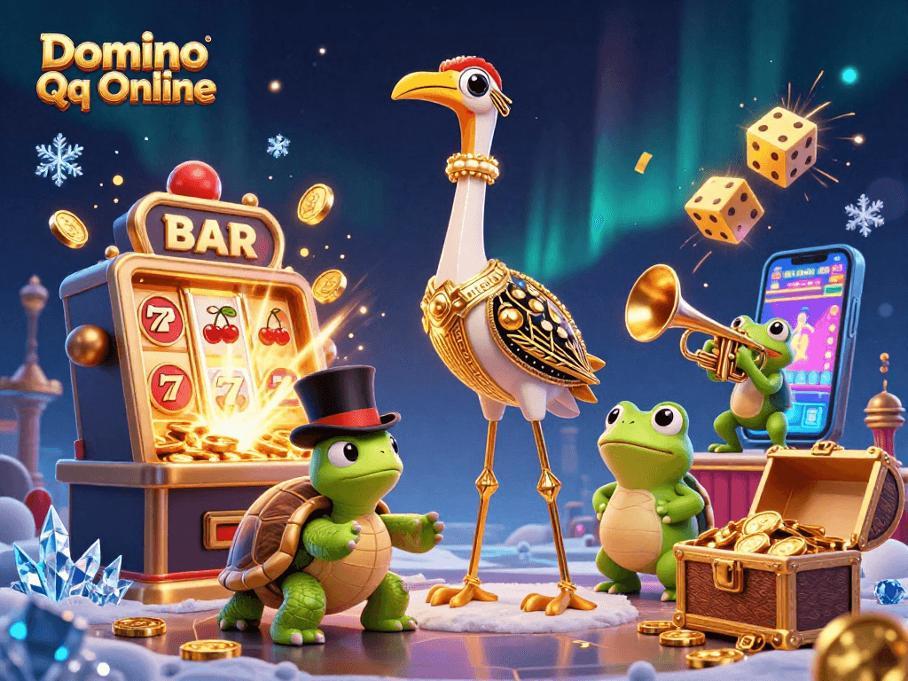 Experience thrilling moments with Domino Qq Online featuring whimsical characters and dynamic casino elements.