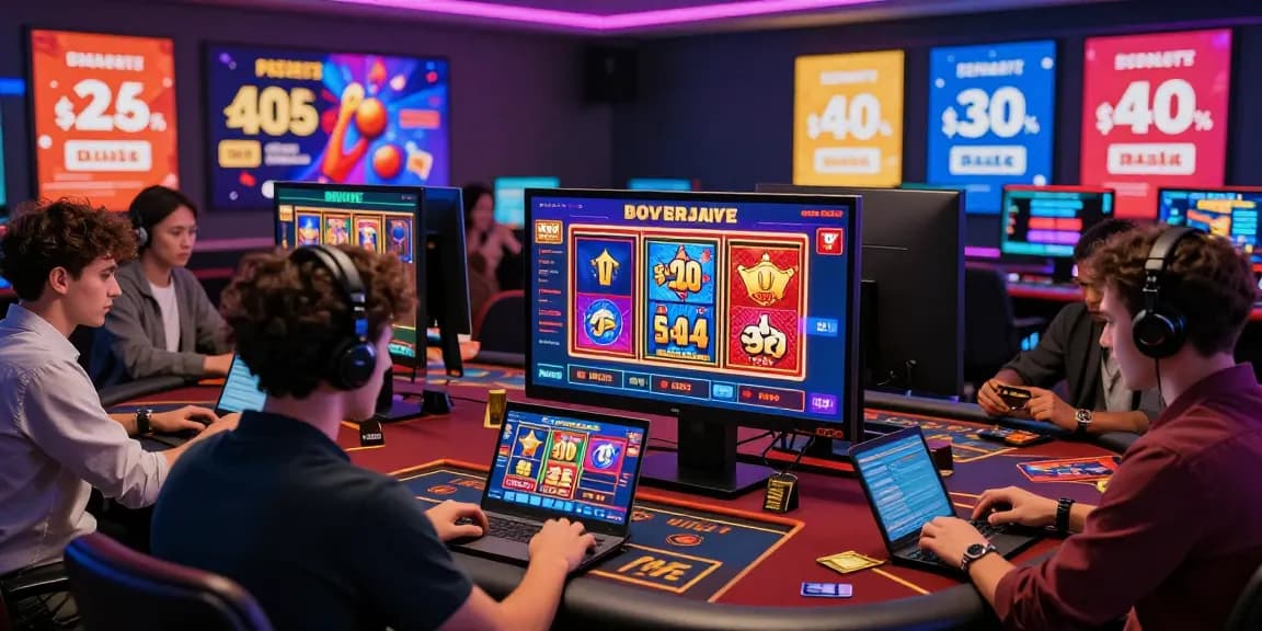 Players enjoying a lively online casino with engaging games, highlighting casinos that accept credit cards for easy deposits.