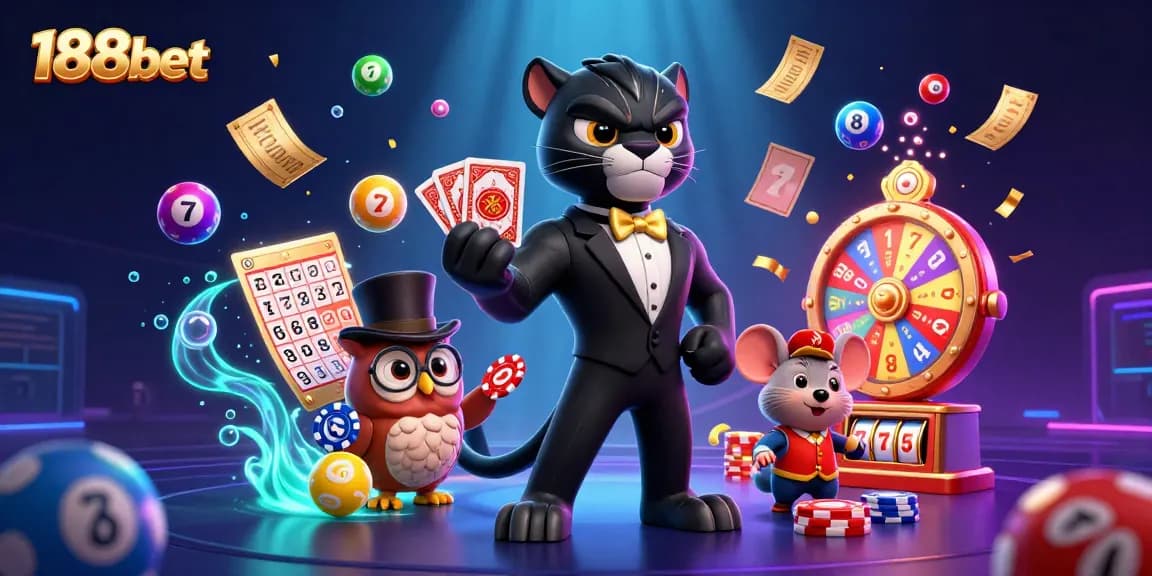 Engage with 188bet’s dynamic world of exciting games featuring a stylish panther dealer.