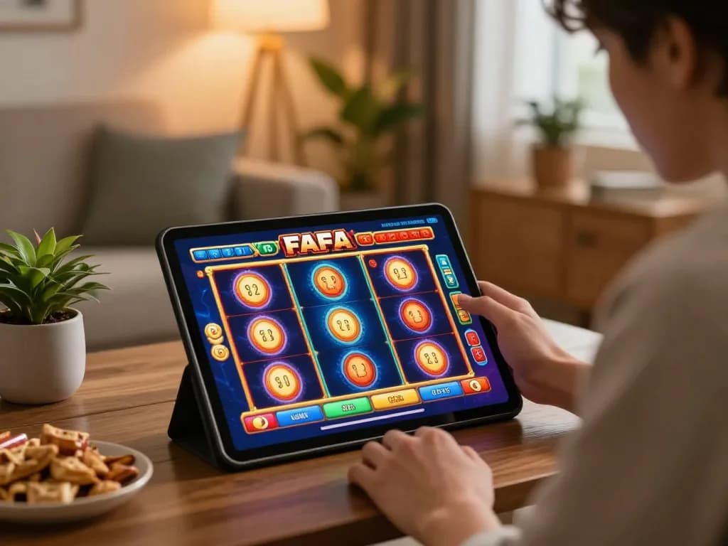Player exploring exciting slots on FAFA 828 from a cozy home setting.