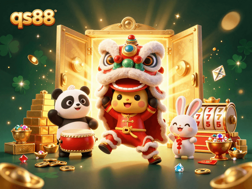 Experience the thrilling world of qs88 with exciting games and dynamic characters in this vibrant illustration.