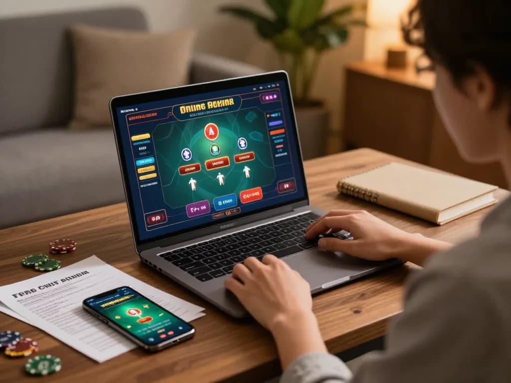 Engaging in online casino games at home, showcasing Canada online casinos for responsible gambling.