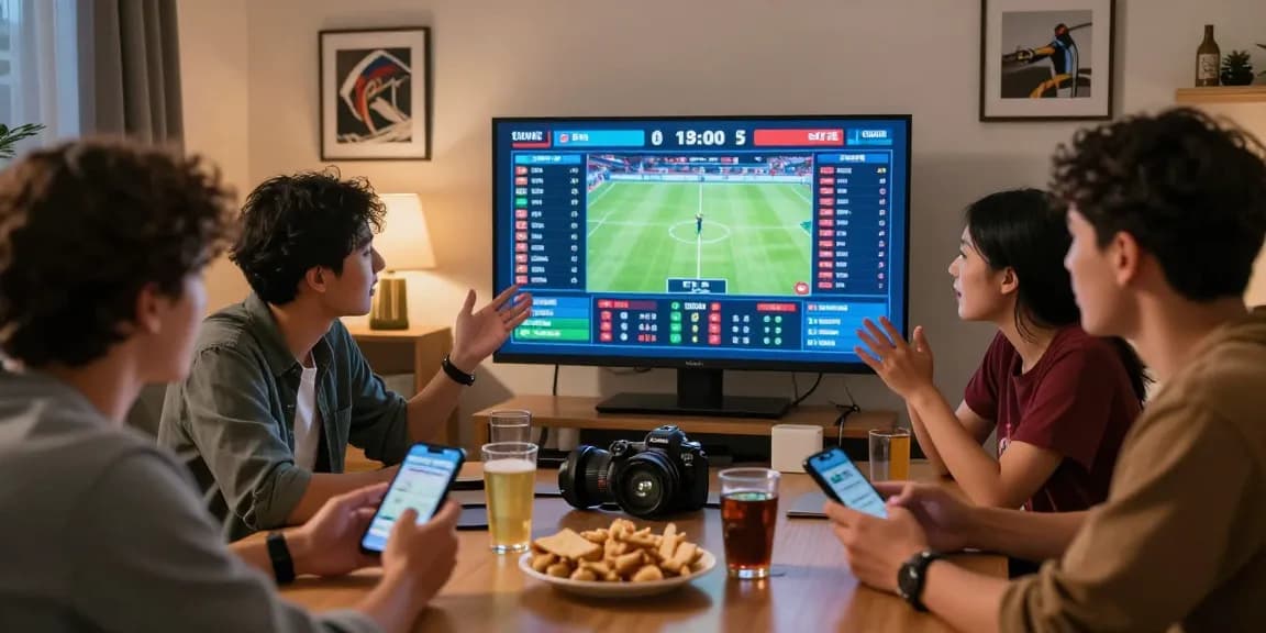 OPEN88 sports betting excitement with friends analyzing live bets and match statistics.