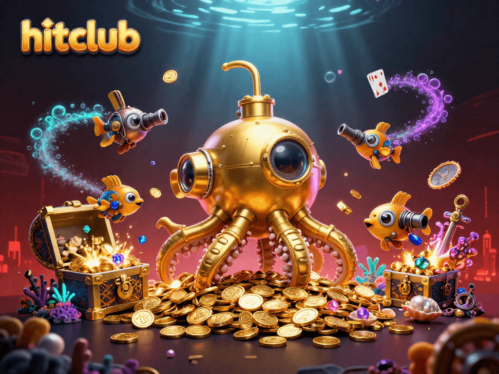 Experience hitclub's thrilling action with a vibrant underwater casino adventure illustration.