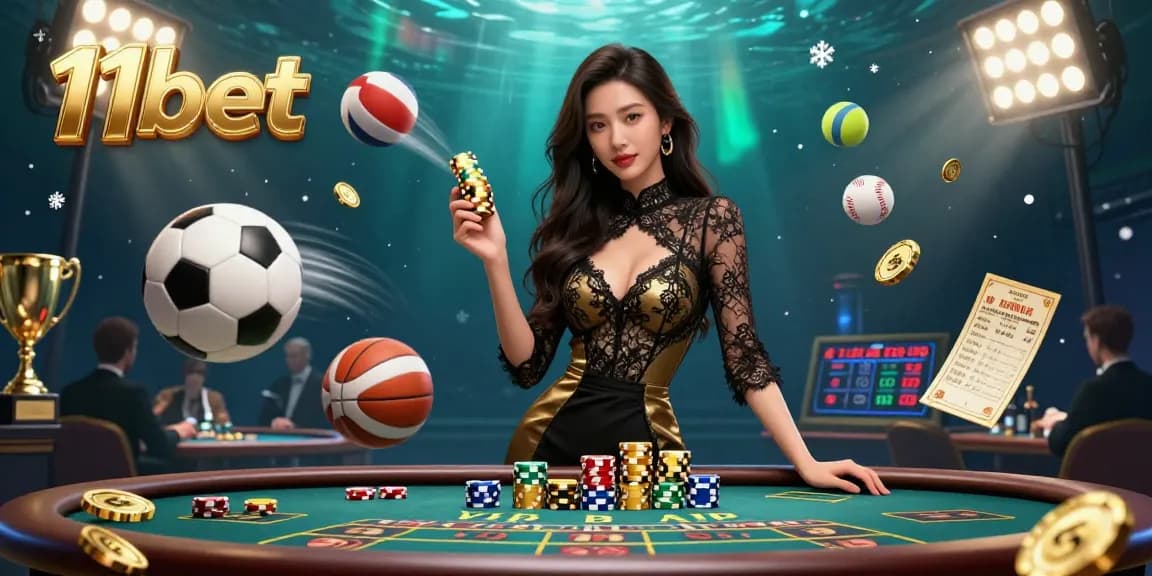 Place high-stakes bets at 11bet, featuring a confident player at a VIP baccarat table.