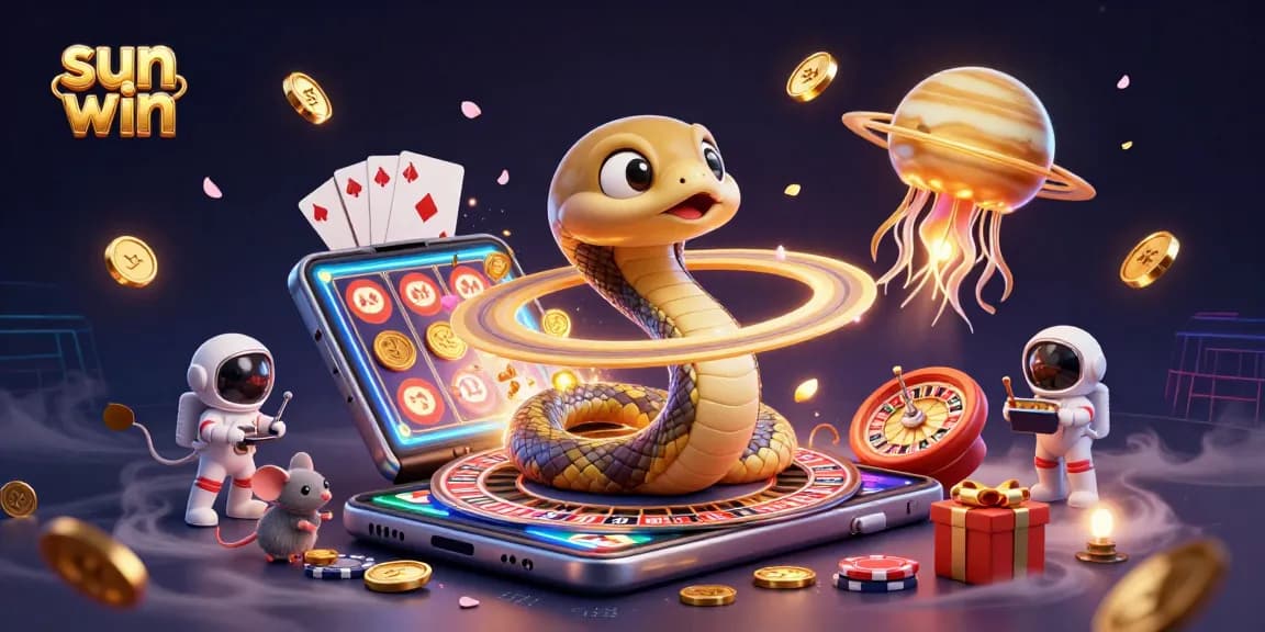 Experience the excitement of sun win with an immersive gambling scene featuring a cosmic casino theme.