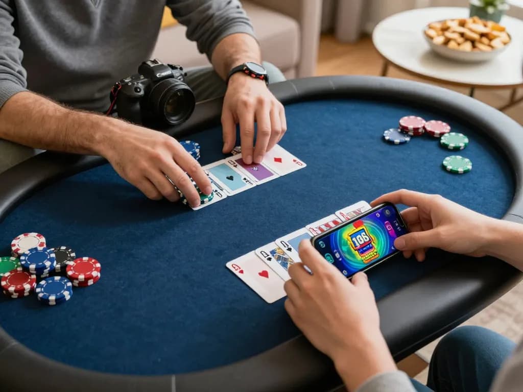 Experience the excitement of online poker gameplay using 188bets mobile app in a cozy home setting.
