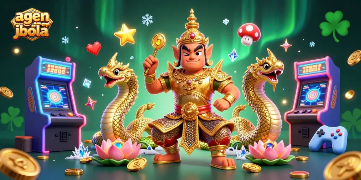 Bettors engaging in agen judi bola with vibrant arcade elements, showcasing excitement in gambling.