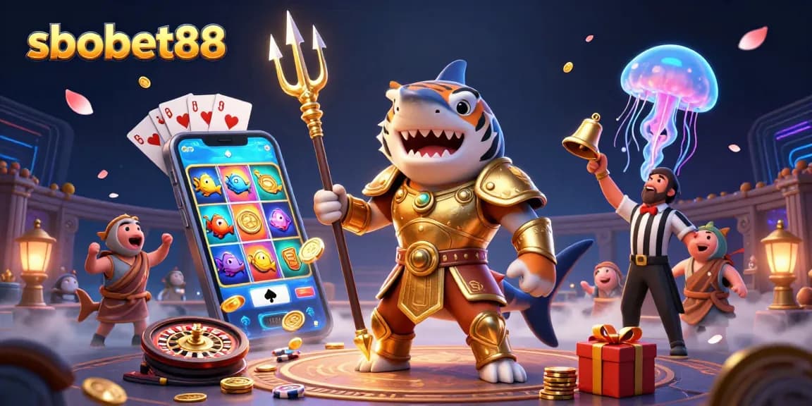 sbobet88 engages players in a vibrant underwater casino scene filled with games and action