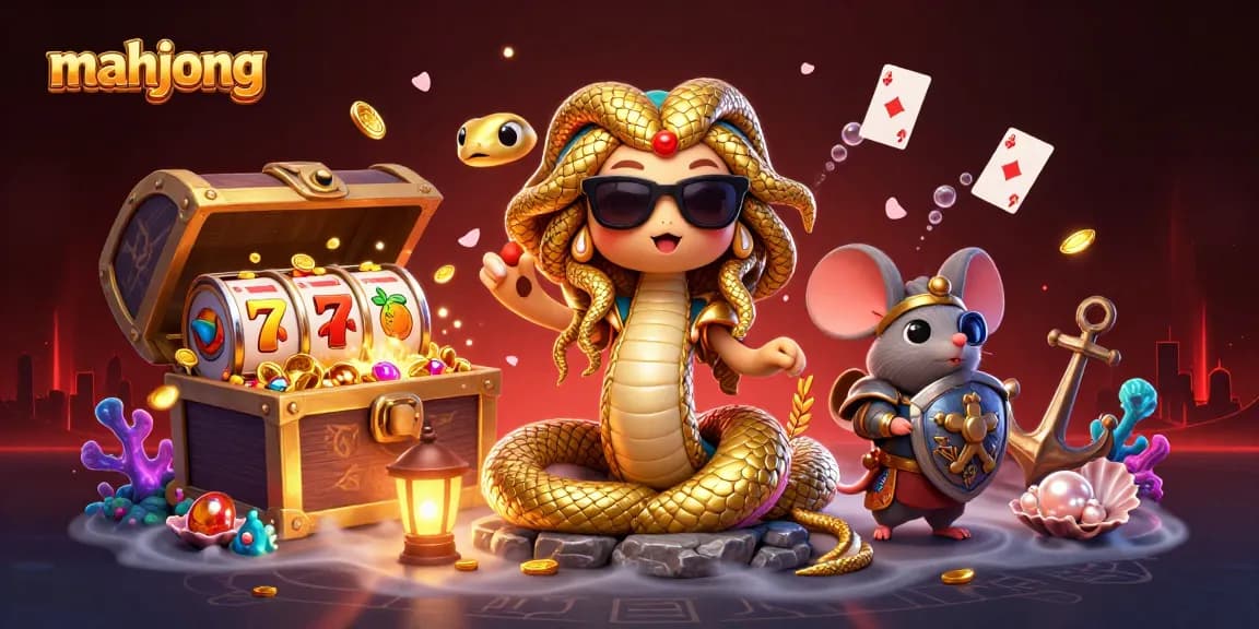 Experience mahjong action with Medusa and friends in a vibrant casino-themed underwater treasure scene.