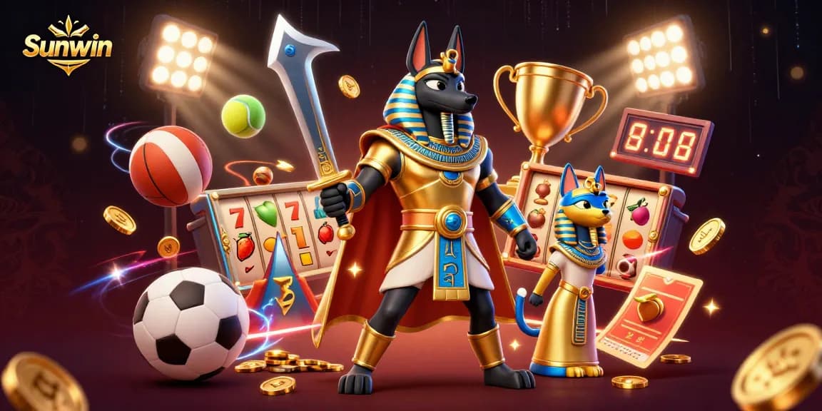 Experience thrilling gameplay with Sunwin in an animated casino scene featuring dynamic 3D elements.