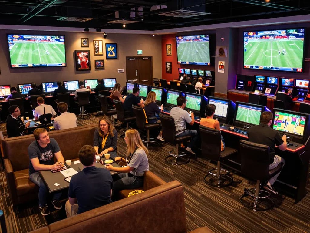 cm88 sportsbook area filled with excited fans watching live sports and placing bets