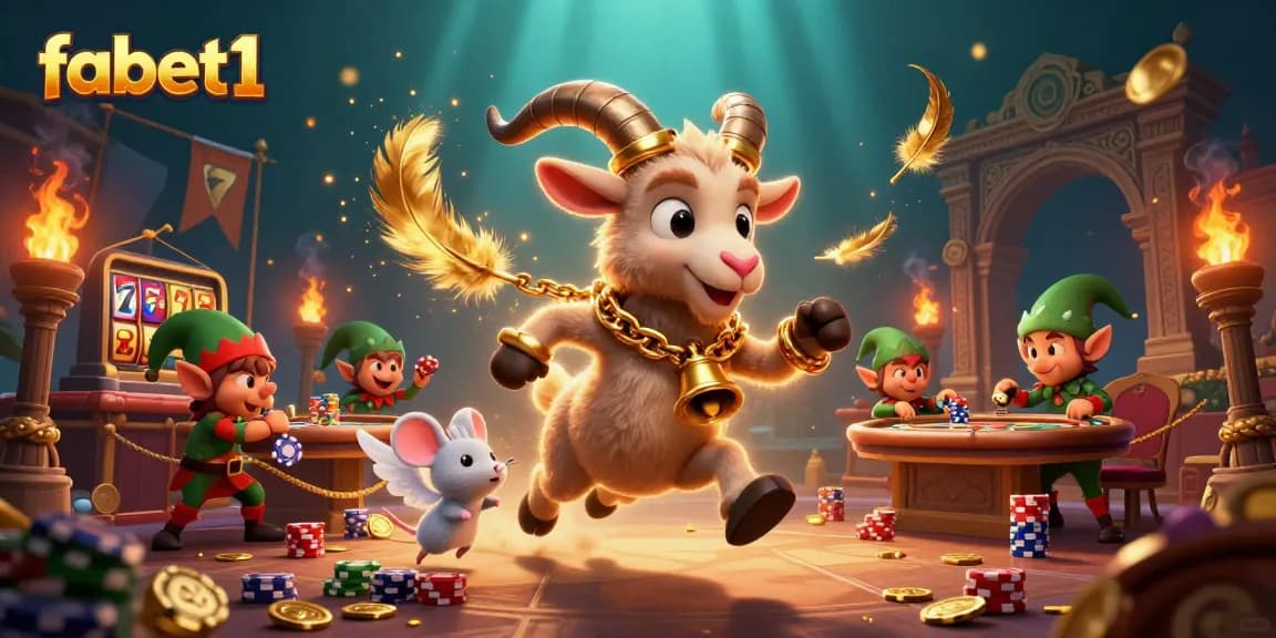 Experience the holiday-horror casino vibes with fabet1's festive Krampus goat and playful characters.