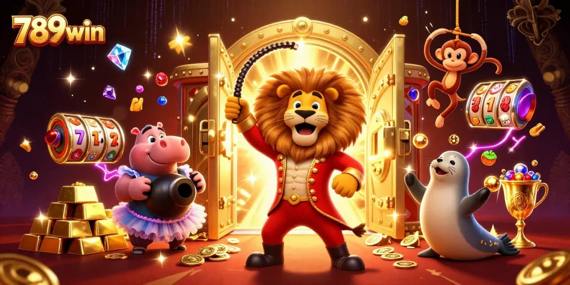 Engage with the thrilling action of 789win in a vibrant casino-themed 3D illustration.