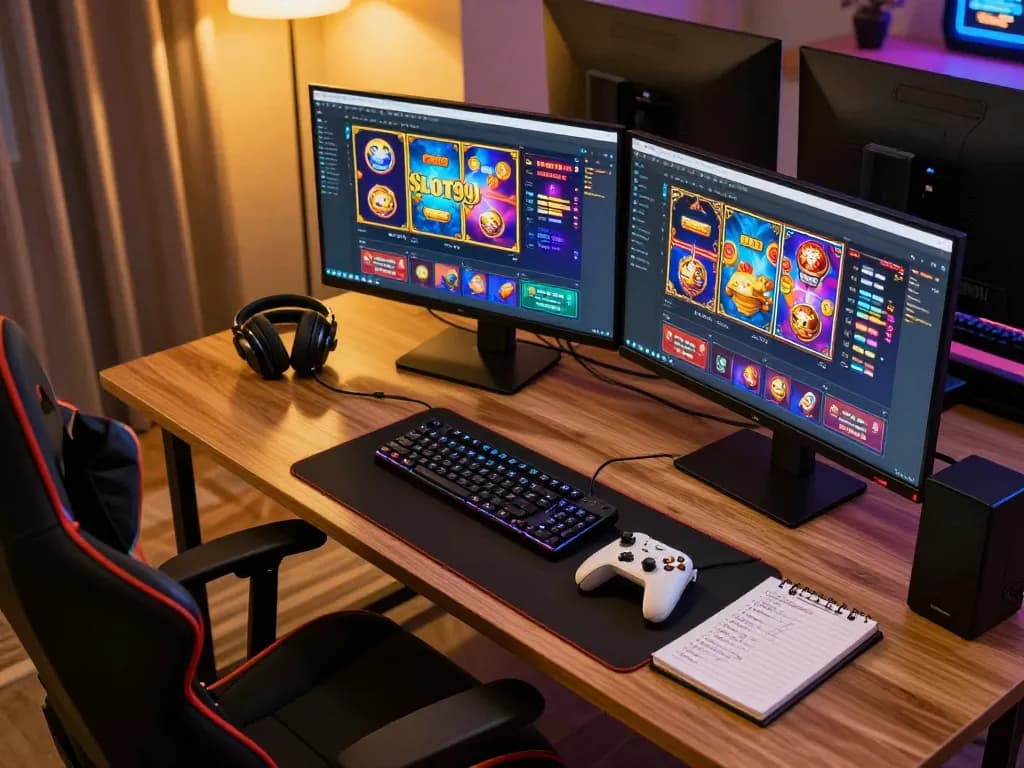 SLOT99 online slot games displayed on a vibrant gaming setup, showcasing engaging gameplay.