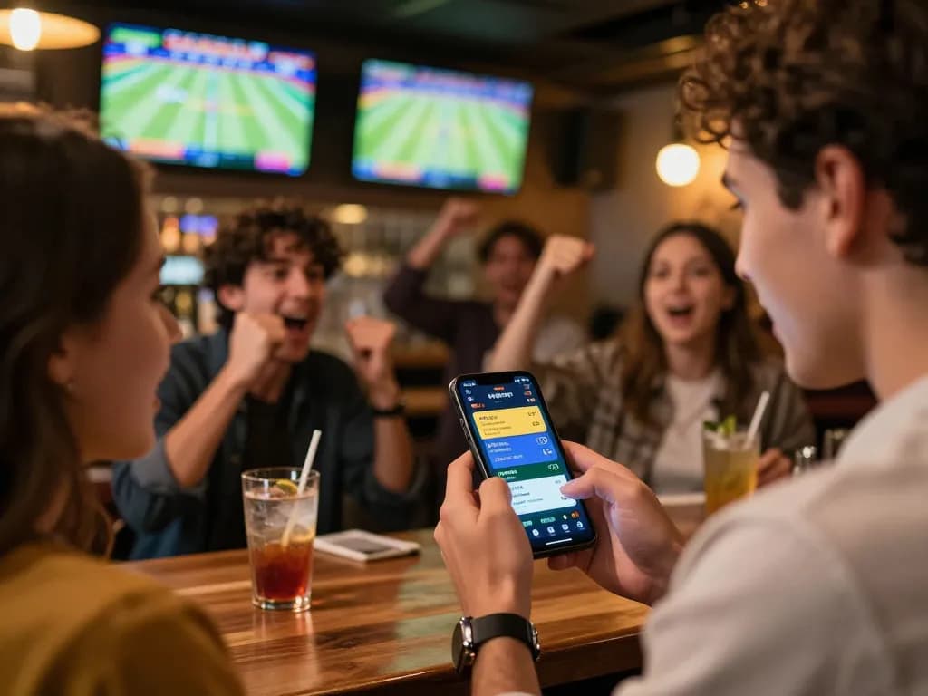 Cheering in excitement while using luck88com for online sports betting action.