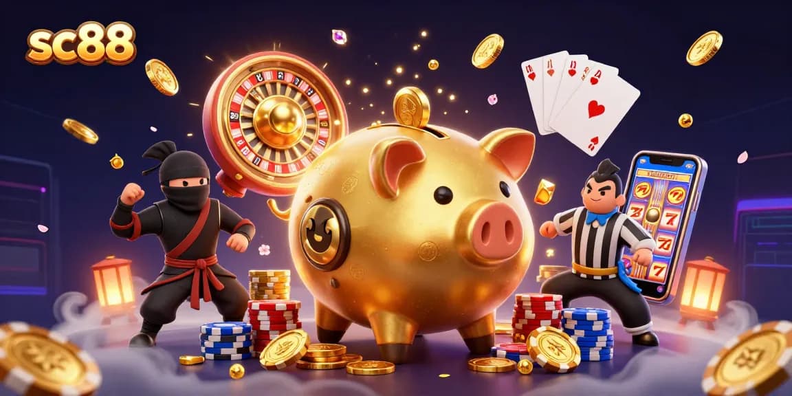 Engage with sc88 casino games while the golden piggy bank stomps, unleashing coins and excitement.