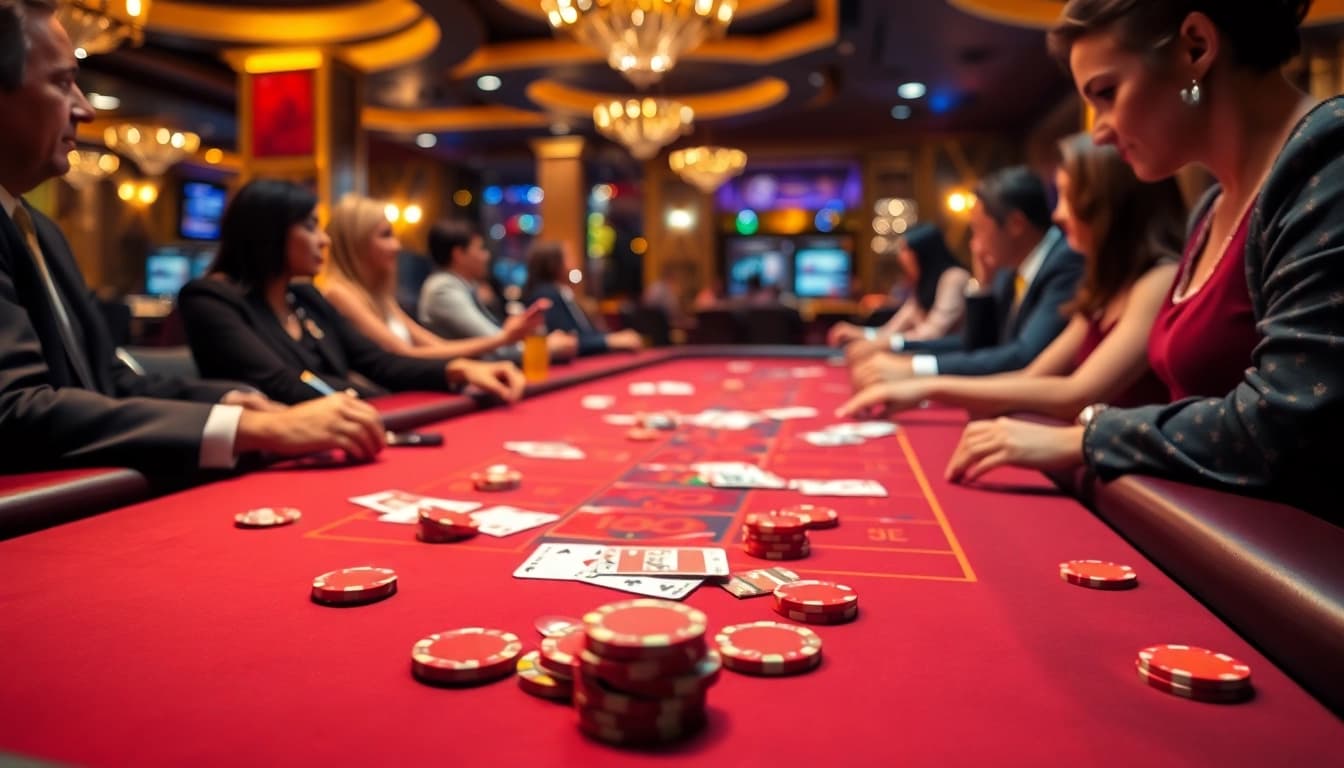 Togel389 sedang dimainkan di meja baccarat yang mewah di kasino.