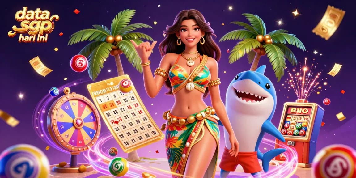 Catch the latest results with data sgp hari ini and vibrant lottery elements in a 3D illustration.