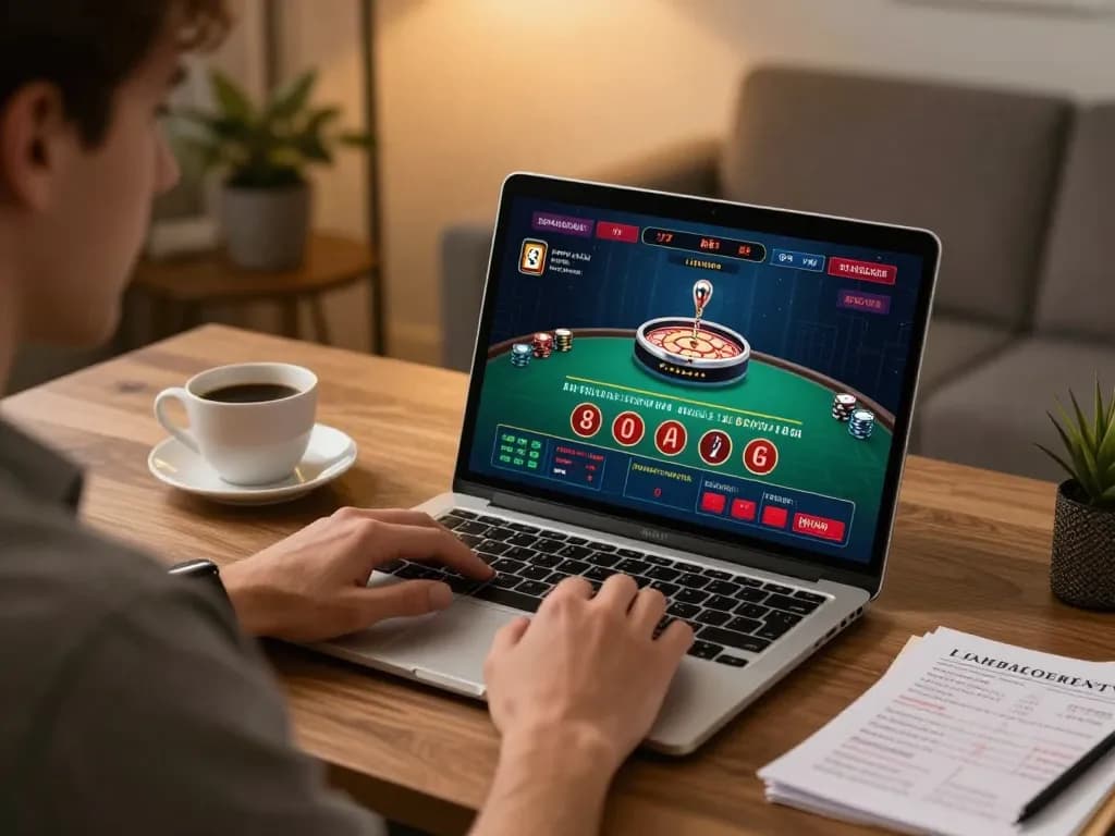 Player mastering blackjack strategies at home casino using RR99 platform on their laptop