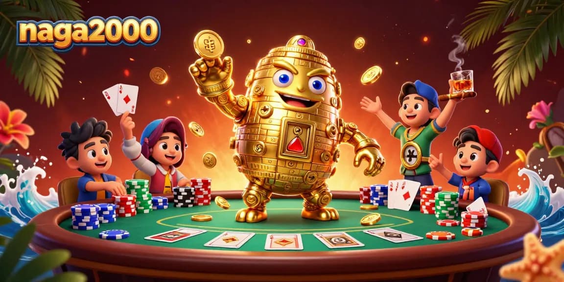 Mengakses slot gacor di naga2000 dengan golem emas dan simbol slot, penuh detail menarik.