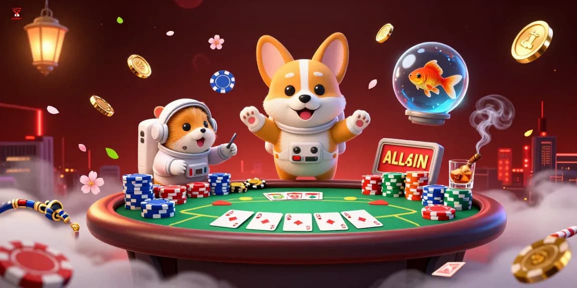 SHBET casino fun where a cartoon astronaut corgi plays with chips and golden coins floating in a space station.