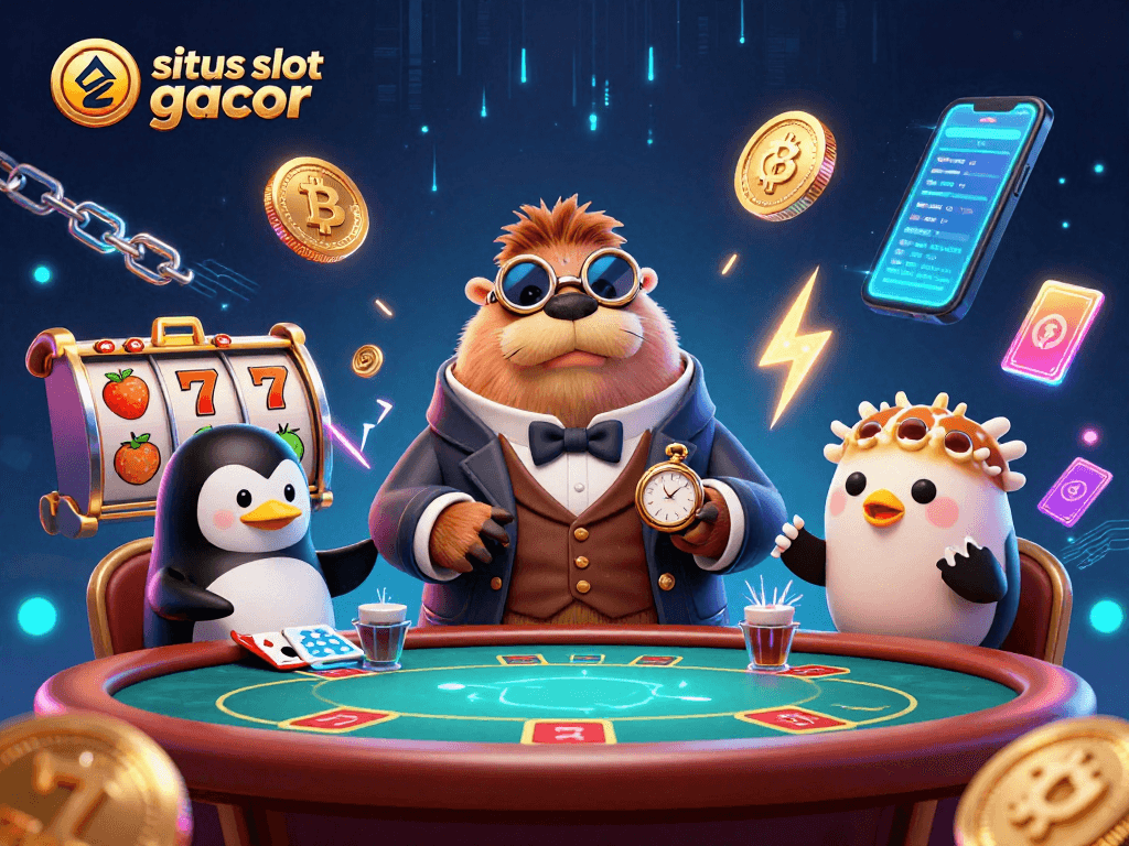 Spin the reels at situs slot gacor with a jolly walrus at the poker table, flaunting Bitcoin and Ethereum coins.