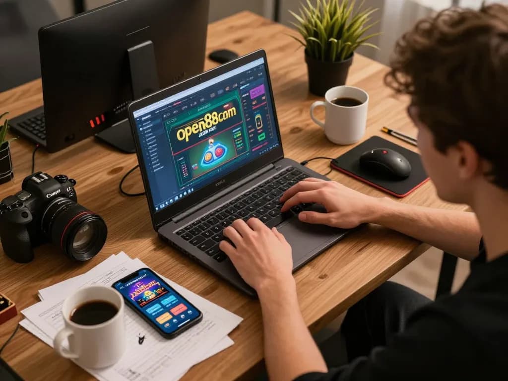 Engaging in a strategic online gaming session at open88 com with gaming accessories.