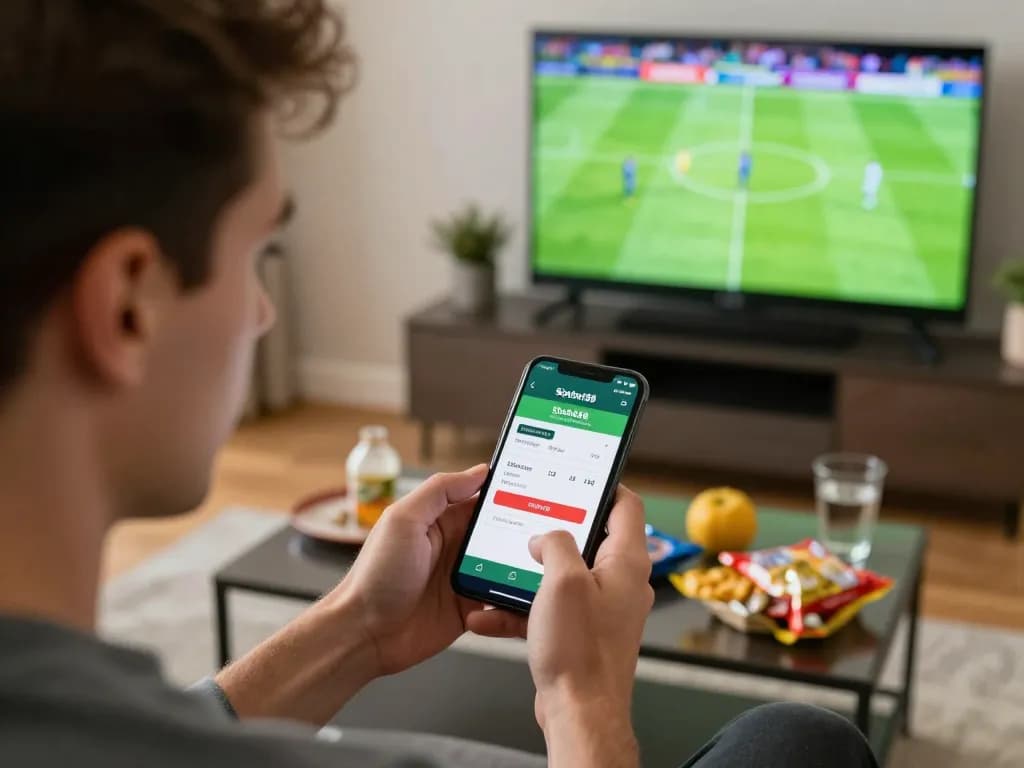 SBOBET88 login used by a focused sports bettor analyzing live match odds on a smartphone
