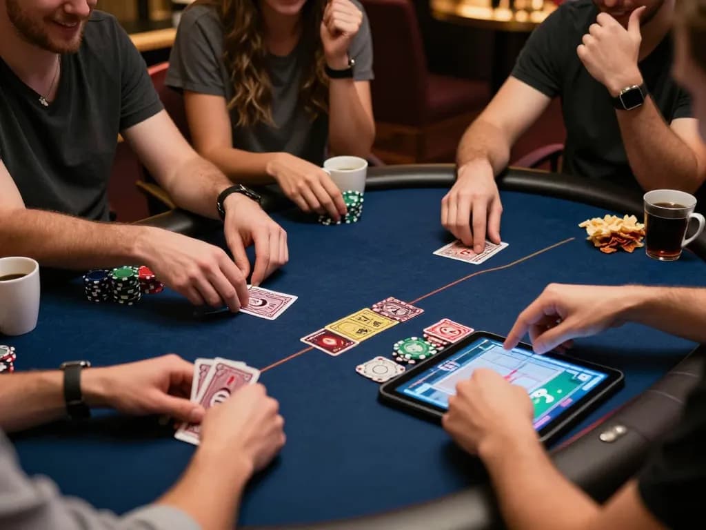 Players celebrating a winning hand at red88 club during an exciting online poker game.