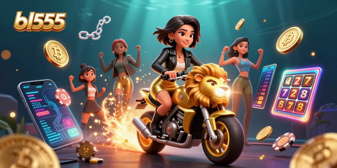 Join the excitement of bl555's online casino experience with vibrant illustrations of games and rewards.