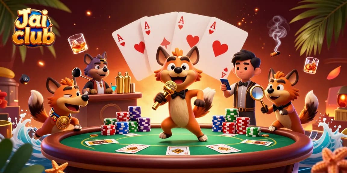 Engage with Jai club hyenas at a vibrant casino, enjoying games and laughter.