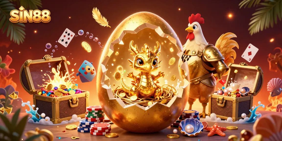 SIN88 showcases golden dragon betting on poker chips in a dynamic casino scene.