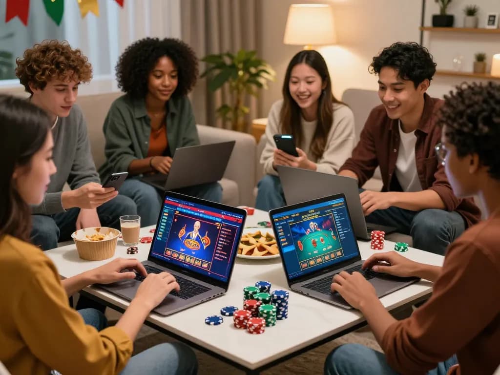 Exciting online gambling experience at home with friends at https://au88bet.it.com/, showcasing live betting and casino fun.