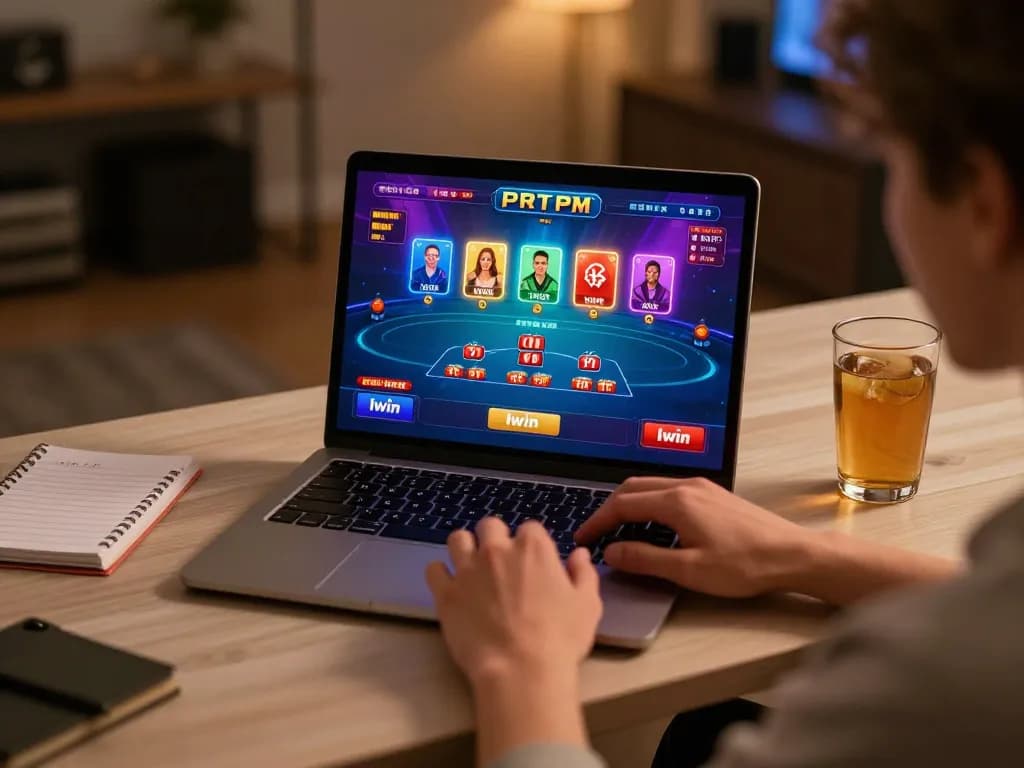 Iwin user engaged in a thrilling online poker game, showcasing vibrant gameplay interface.