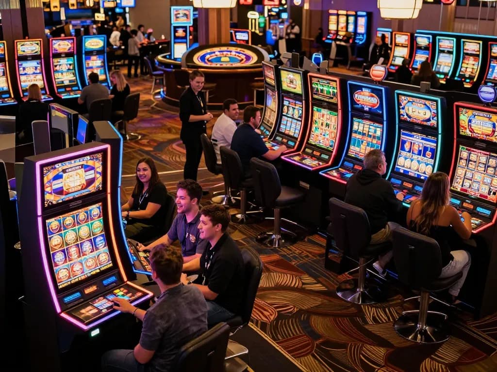 Enjoying the thrill of slot gacor hari ini at a lively casino filled with colorful machines