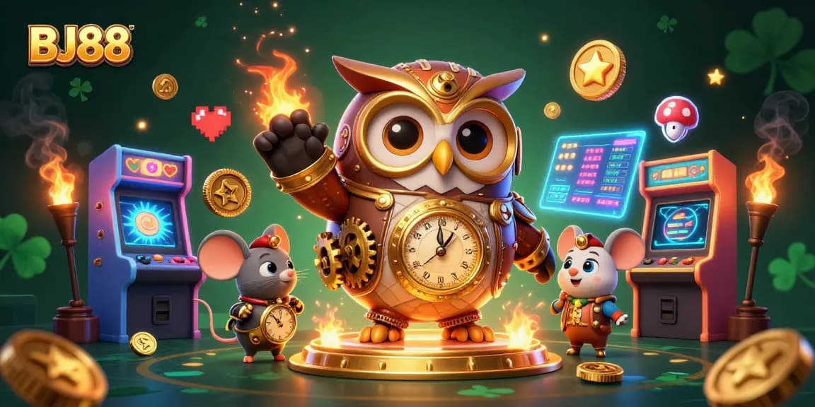 Experience thrilling games like BJ88 in a vibrant casino atmosphere with interactive 3D elements.