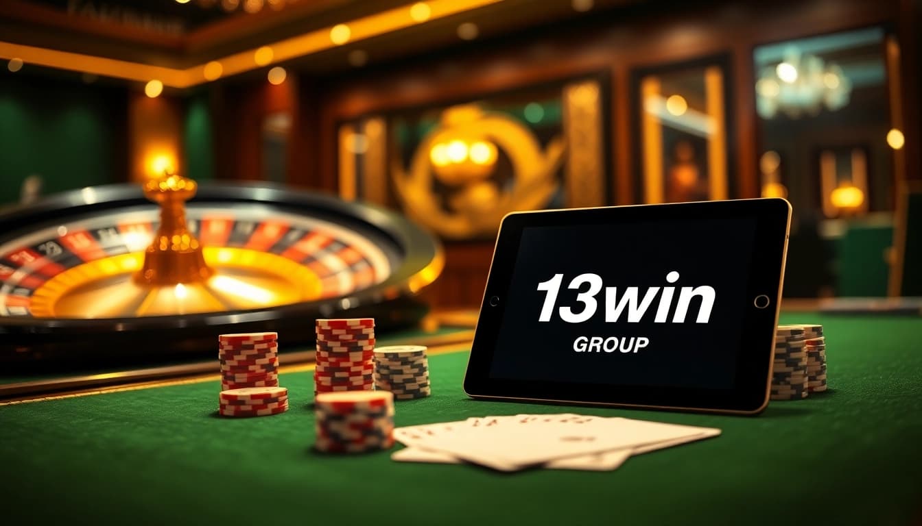 Engage with the thrilling atmosphere of the 13win group casino with vibrant poker chips and dynamic gameplay.
