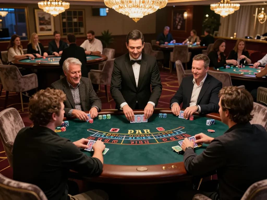Engaged players at TT88 live dealer blackjack table strategizing their bets