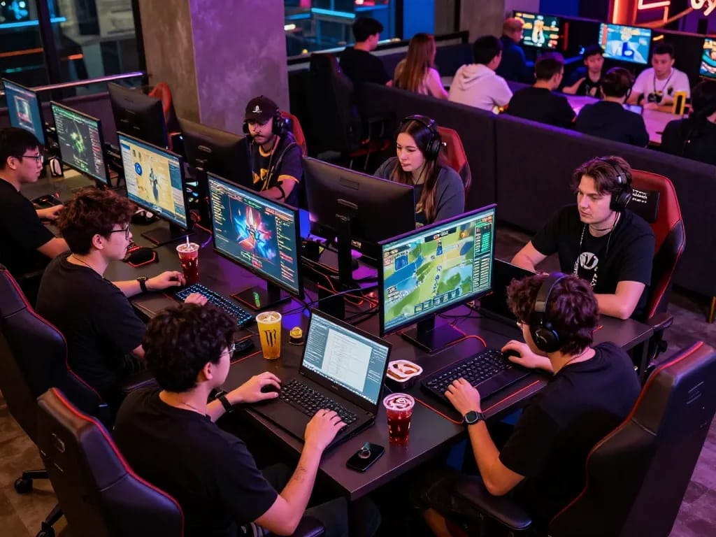 TR88 players engaging in esports betting while watching live matches, showcasing strategy and excitement.