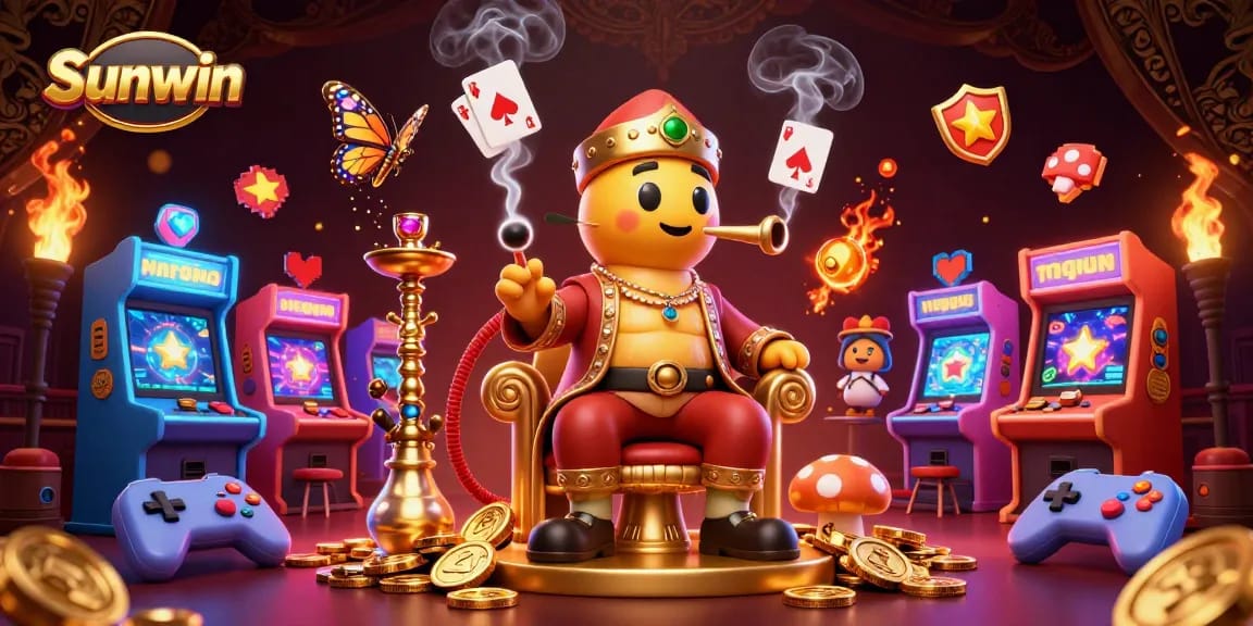 Win big at Sunwin with vibrant casino aesthetics, featuring a whimsical caterpillar master.