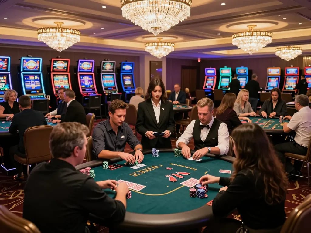 Players engaging in live gameplay at webnk88 casino, showcasing dynamic poker action.