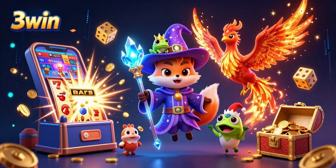 Spin the reels with 3win's magical casino adventure featuring mystical characters and rich visuals.